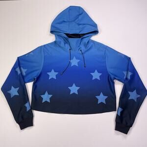 Ultracor Hoodie Women’s Small Cropped Lynx Blue Star Pattern Gym Running Stretch